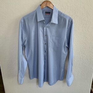 Van Heusen Blue check Fitted Stretch Dress Shirt Sz XL